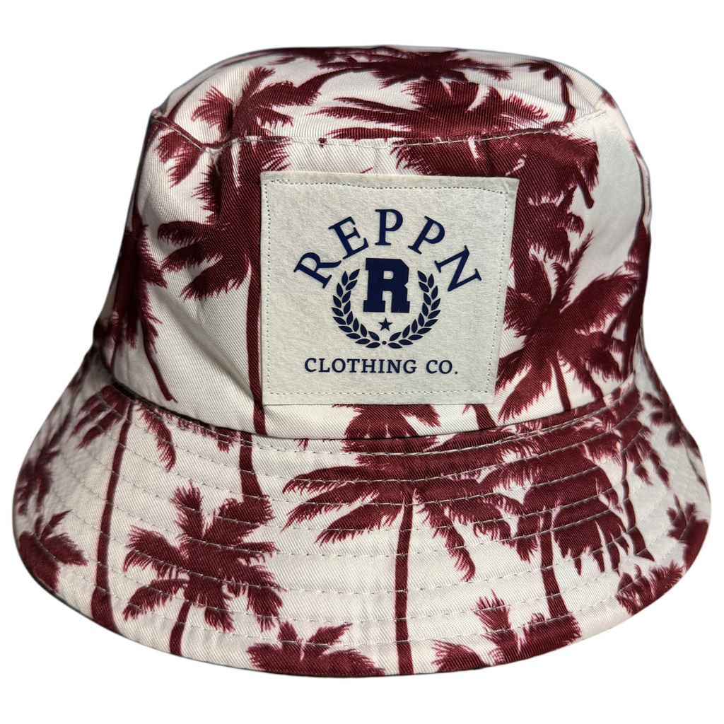 REPPN - Tropical Vacation Bucket Hat - Palms Maroon