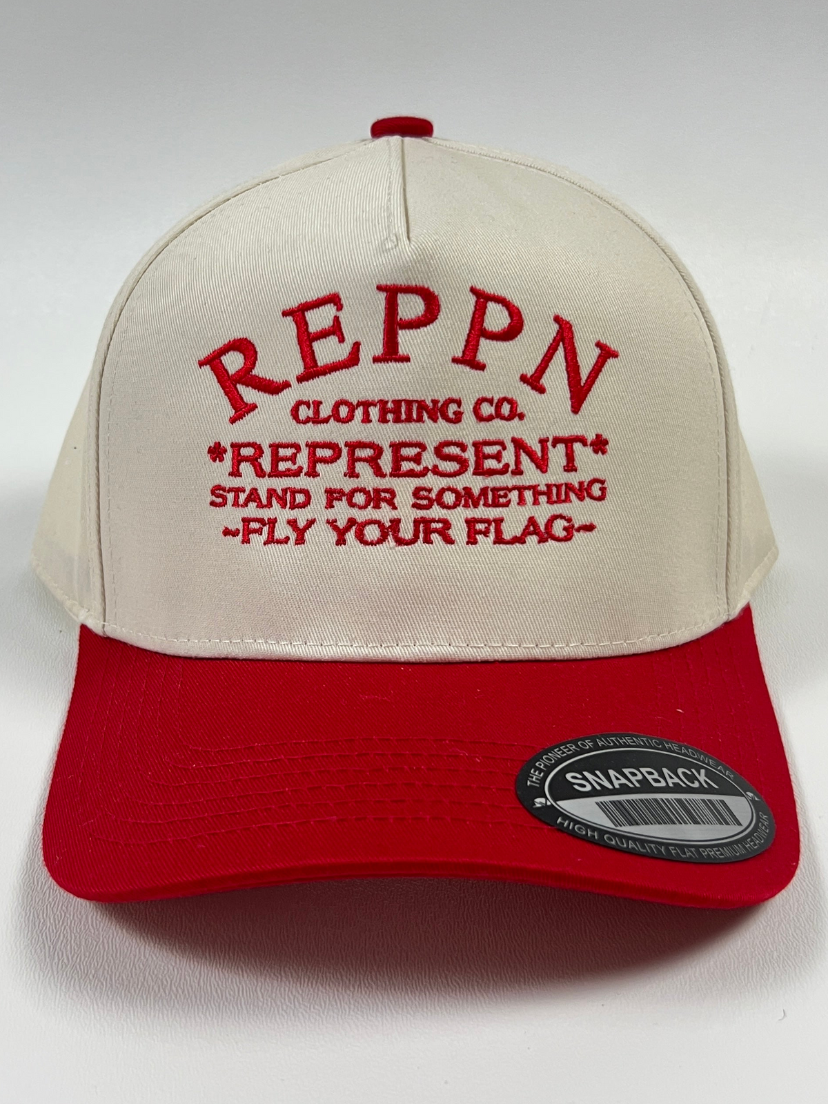 REPPN SnapBack Embroidered Hat - Cream/Red