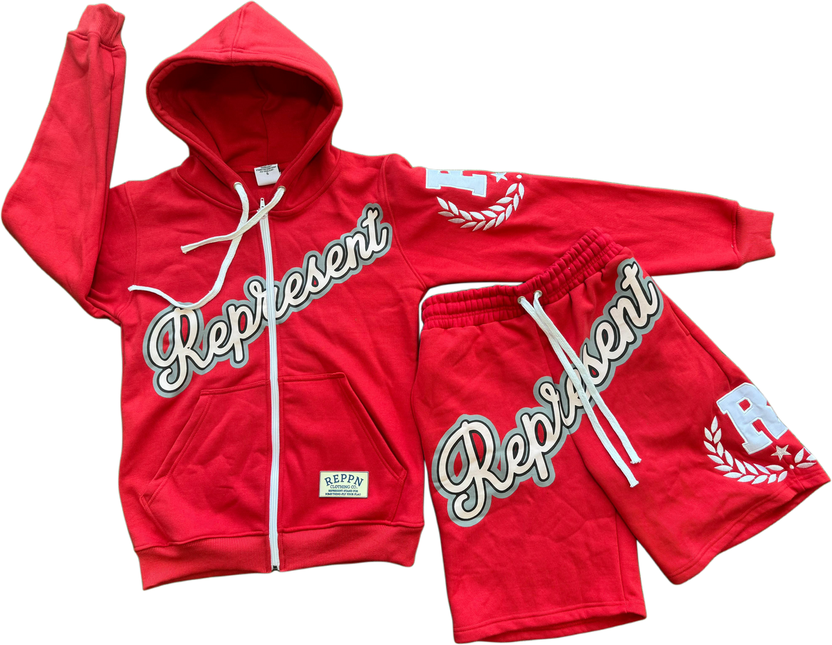 REPPN - Heavyweight Hoodie & Sweatshorts Set - Red