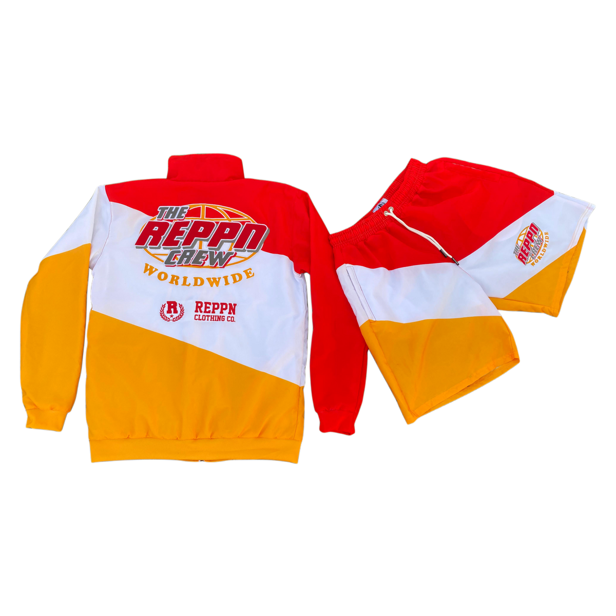 REPPN CREW - Windbreaker Jacket & Shorts Set - Red/Yellow