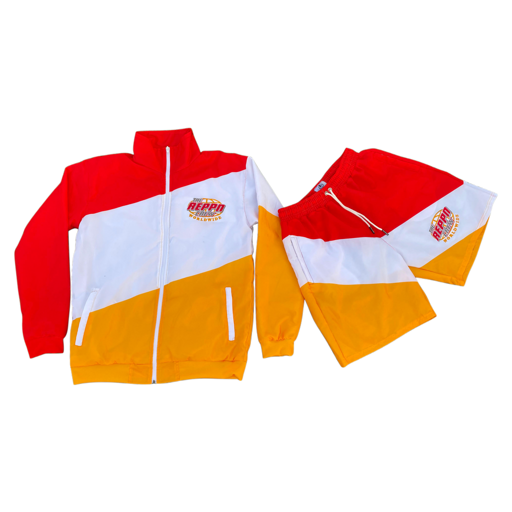 REPPN CREW - Windbreaker Jacket & Shorts Set - Red/Yellow