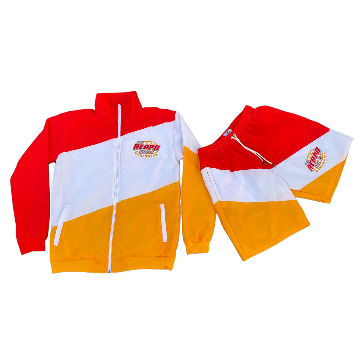 REPPN CREW - Windbreaker Jacket & Shorts Set - Red/Yellow