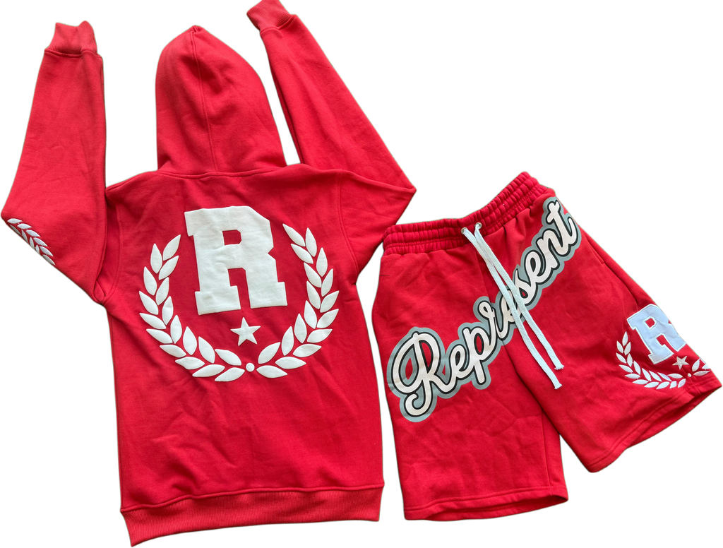 REPPN - Heavyweight Hoodie & Sweatshorts Set - Red
