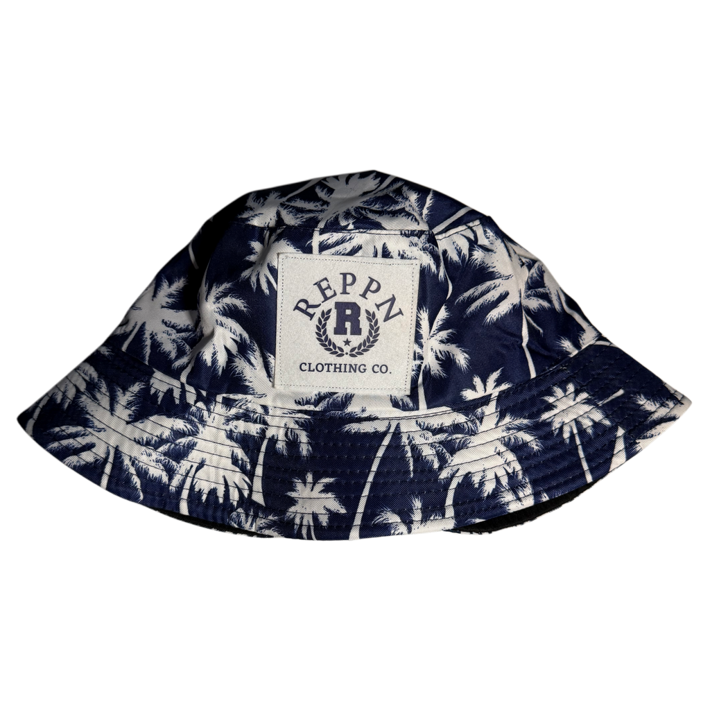 REPPN - Tropical Vacation Bucket Hat - Palms Navy/White