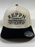 REPPN SnapBack Embroidered Hat - Cream/Black