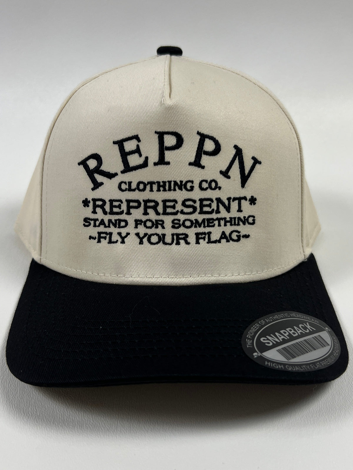 REPPN SnapBack Embroidered Hat - Cream/Black