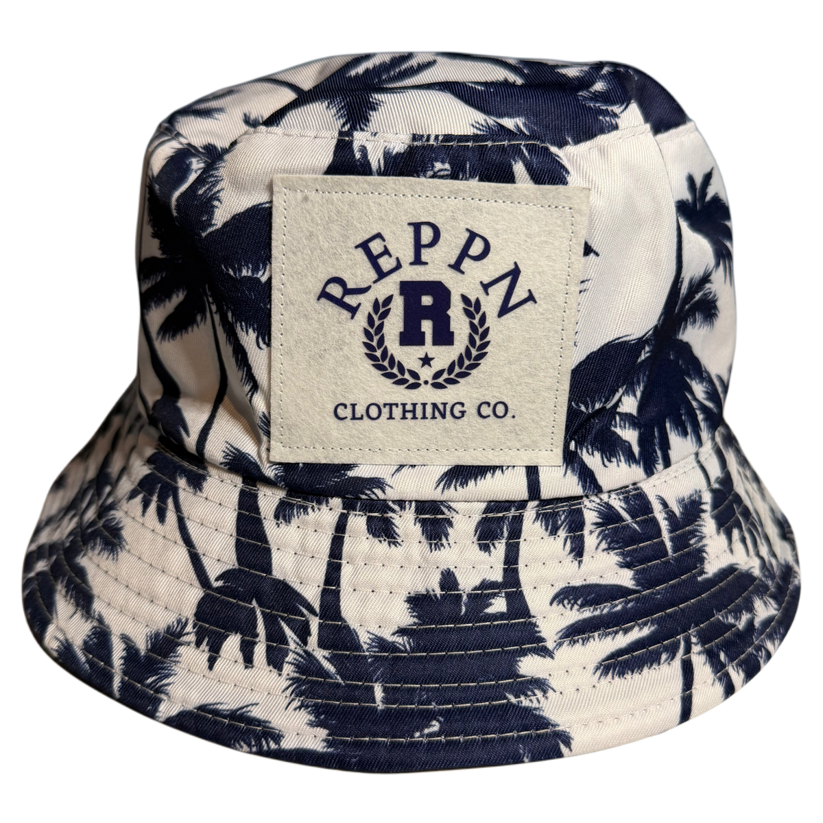 REPPN - Tropical Vacation Bucket Hat - Palms White/Navy