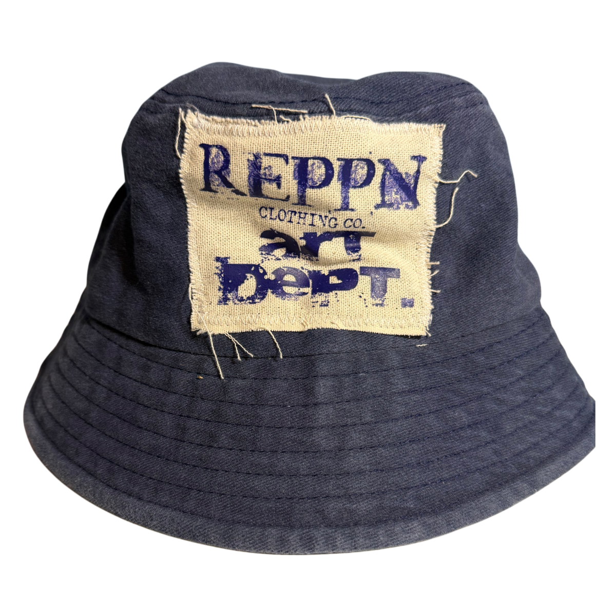 REPPN - ART DEPT. Distressed Patch Bucket Hat - Navy Blue
