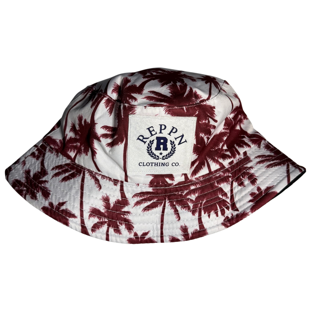 REPPN - Tropical Vacation Bucket Hat - Palms Maroon
