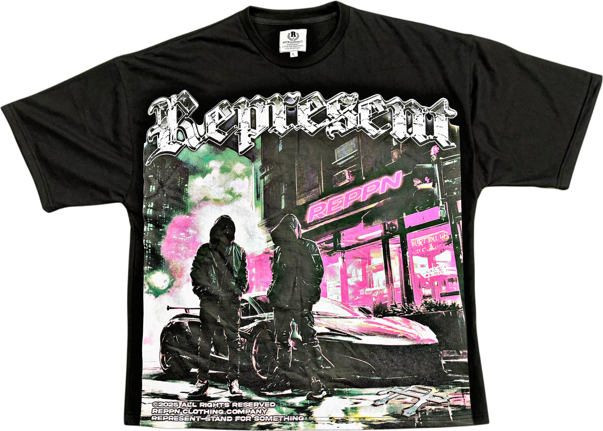 REPPN - Men’s Heavyweight full front graphic tee - Black