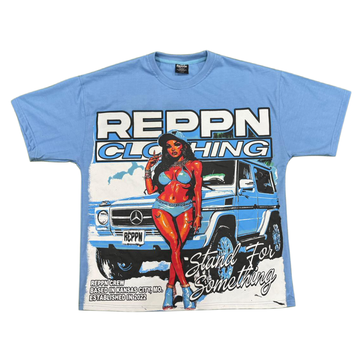 REPPN - Men’s Summer Collection Full front graphic t-shirt - Baby Blue