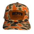 REPPN - Orange Camo Leather Patch SnapBack Hat