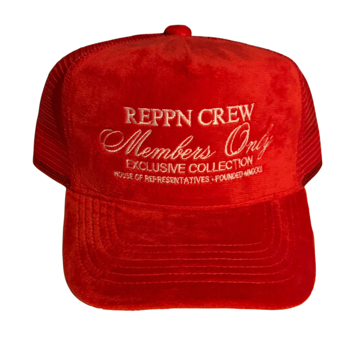 REPPN - Members Only Red Velvet Trucker Hat - Mesh Snapback